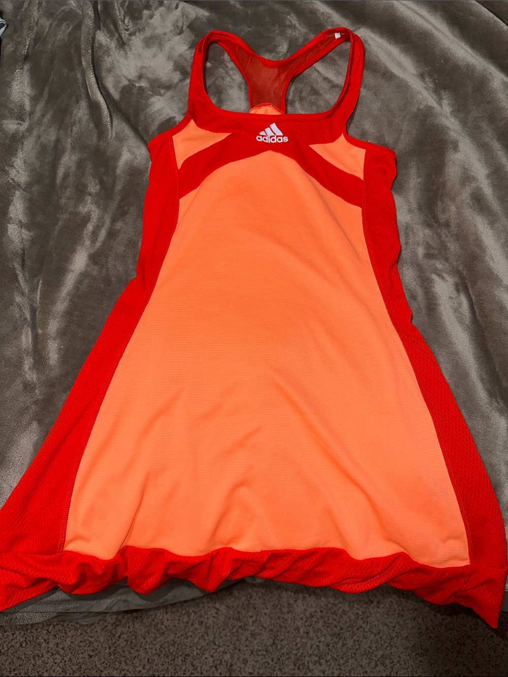 adidas Bright Orange & Red Racerback Tennis Dress